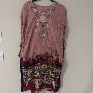 Floral Embroidered Pink Dress